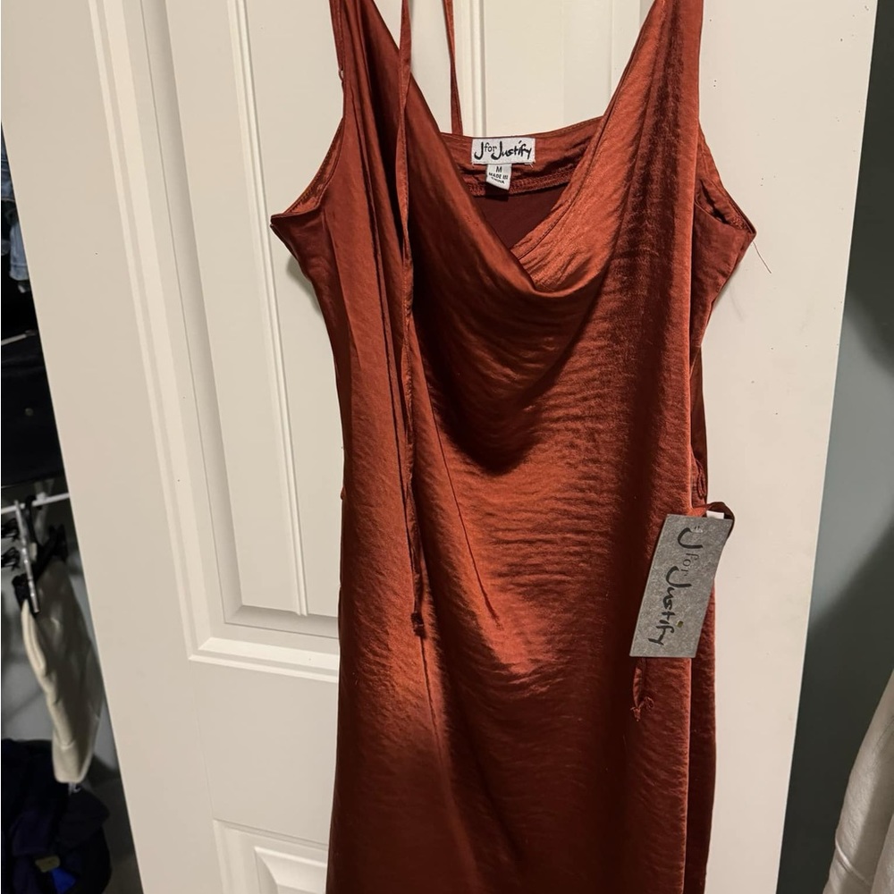 J. Jolifant Rust Satin Slip Dress